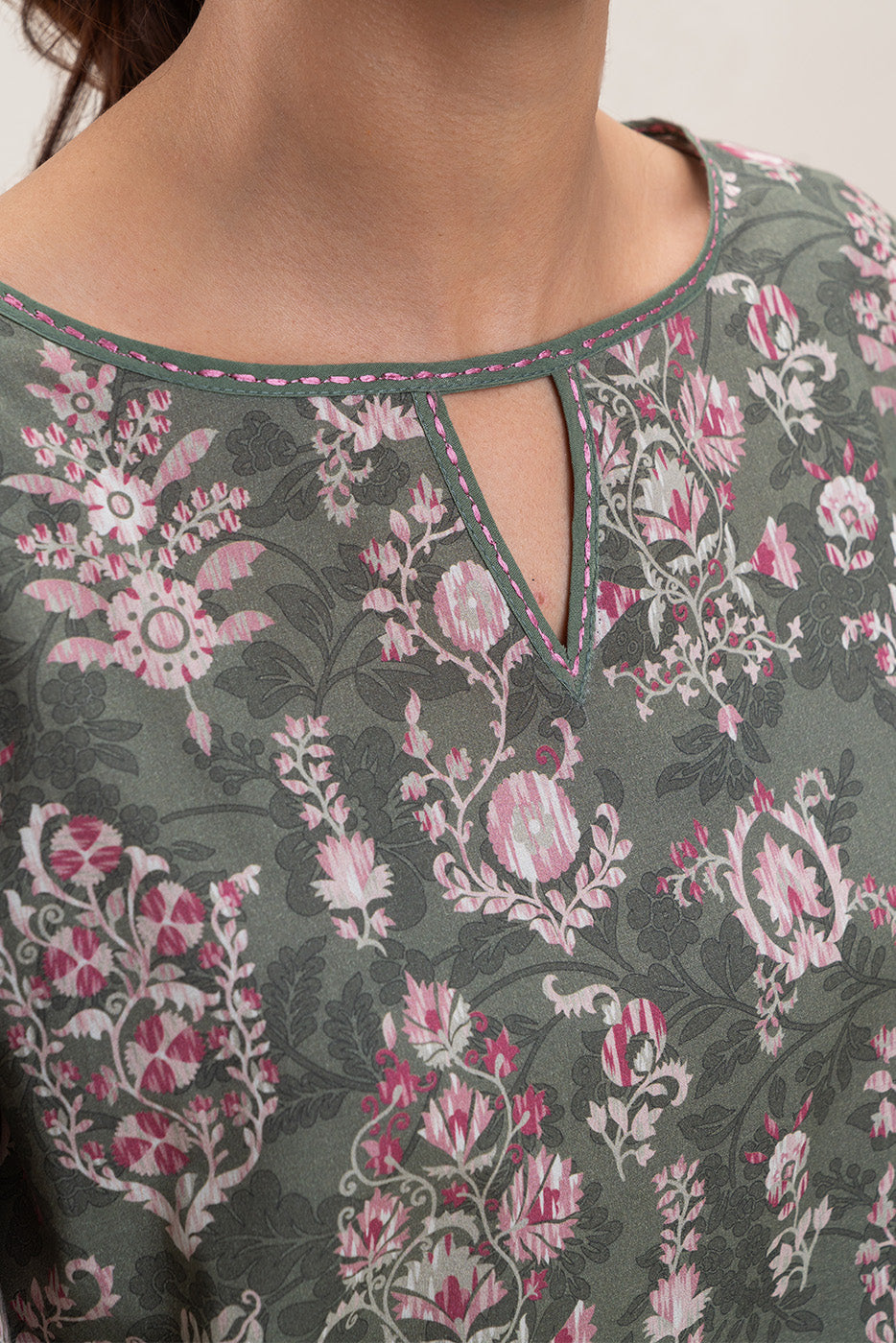 2 PIECE PRINTED LAWN SUIT-COTTAGE SAGE (UNSTITCHED)