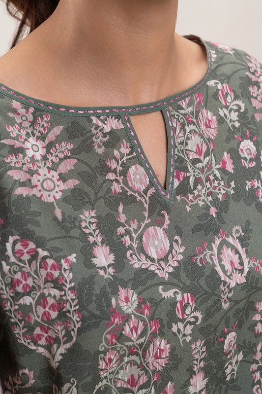 2 PIECE PRINTED LAWN SUIT-COTTAGE SAGE (UNSTITCHED)