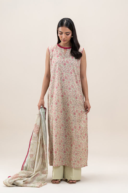 2 PIECE PRINTED LAWN SUIT-SALMON DREAM (UNSTITCHED)