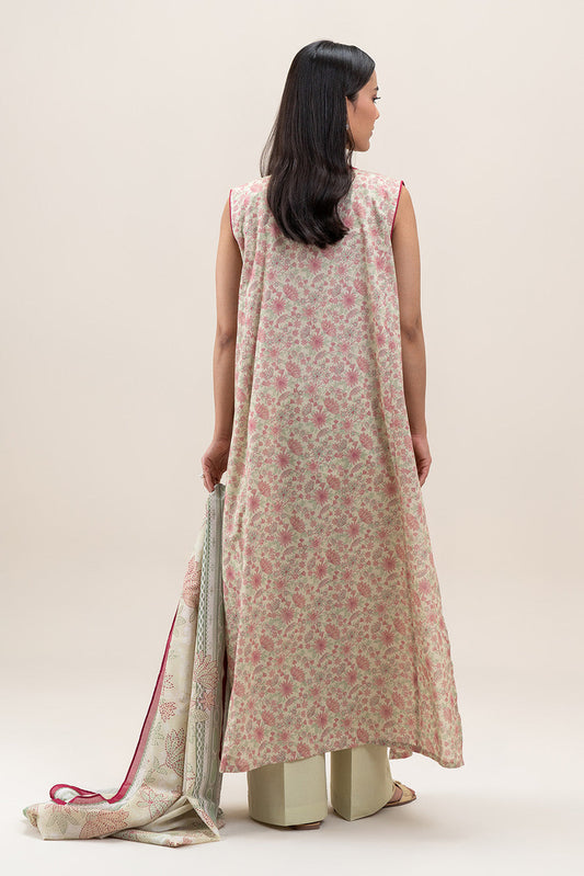 2 PIECE PRINTED LAWN SUIT-SALMON DREAM (UNSTITCHED)