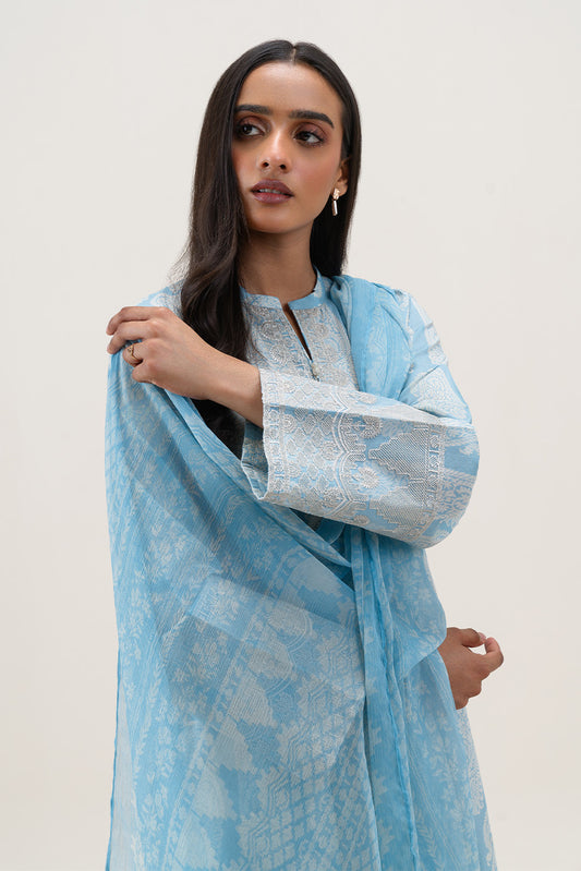 2 PIECE EMBROIDERED LAWN SUIT-BLUE FLAIR (UNSTITCHED)