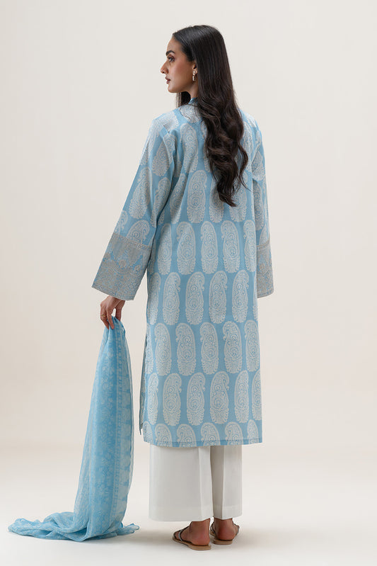 2 PIECE EMBROIDERED LAWN SUIT-BLUE FLAIR (UNSTITCHED)