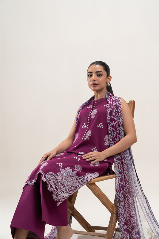 2 PIECE EMBROIDERED LAWN SUIT-SANGRIA HAZE (UNSTITCHED)
