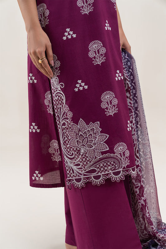 2 PIECE EMBROIDERED LAWN SUIT-SANGRIA HAZE (UNSTITCHED)