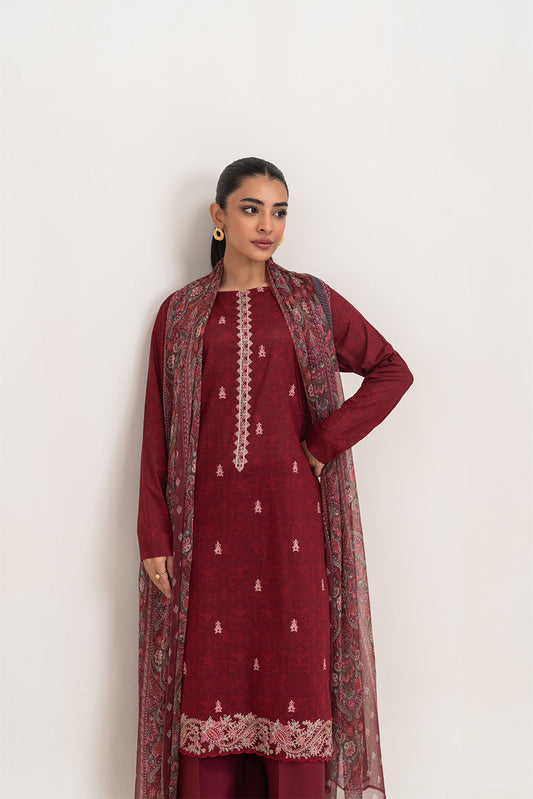 2 PIECE EMBROIDERED LAWN SUIT-CHERRY BREEZE (UNSTITCHED)