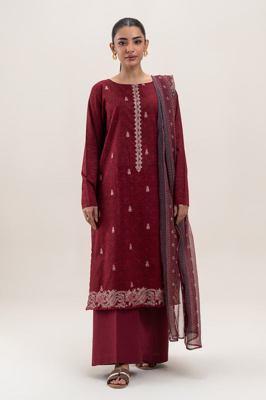 2 PIECE EMBROIDERED LAWN SUIT-CHERRY BREEZE (UNSTITCHED)