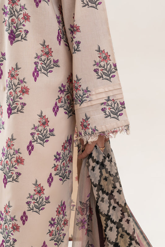 2 PIECE EMBROIDERED LAWN SUIT-IVORY AURA (UNSTITCHED)