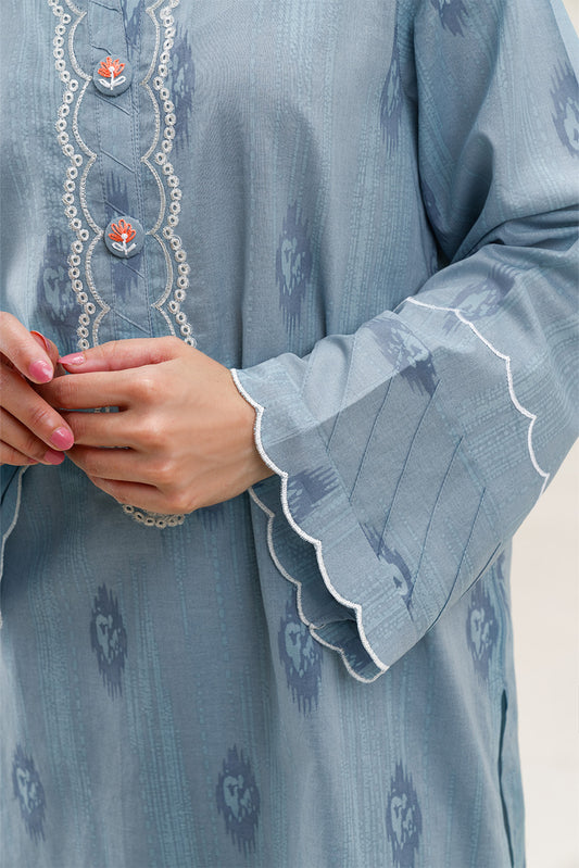 2 PIECE EMBROIDERED LAWN SUIT-AQUA ICE (UNSTITCHED)