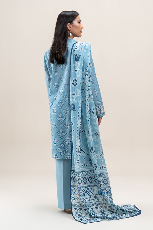 3 PIECE PRINTED LAWN SUIT-CAROLINA GEM (UNSTITCHED)