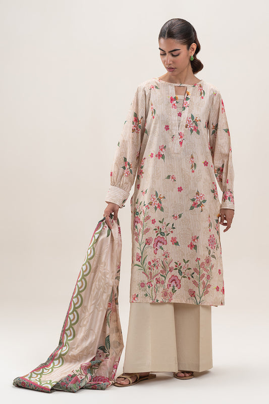 3 PIECE PRINTED LAWN SUIT-GARDENIA DUSK (UNSTITCHED)