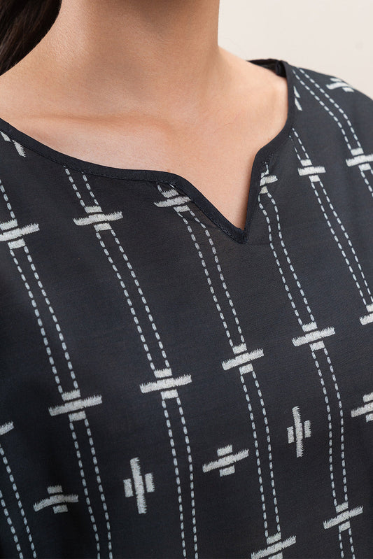 3 PIECE PRINTED LAWN SUIT-OBSIDIAN GRID (UNSTITCHED)