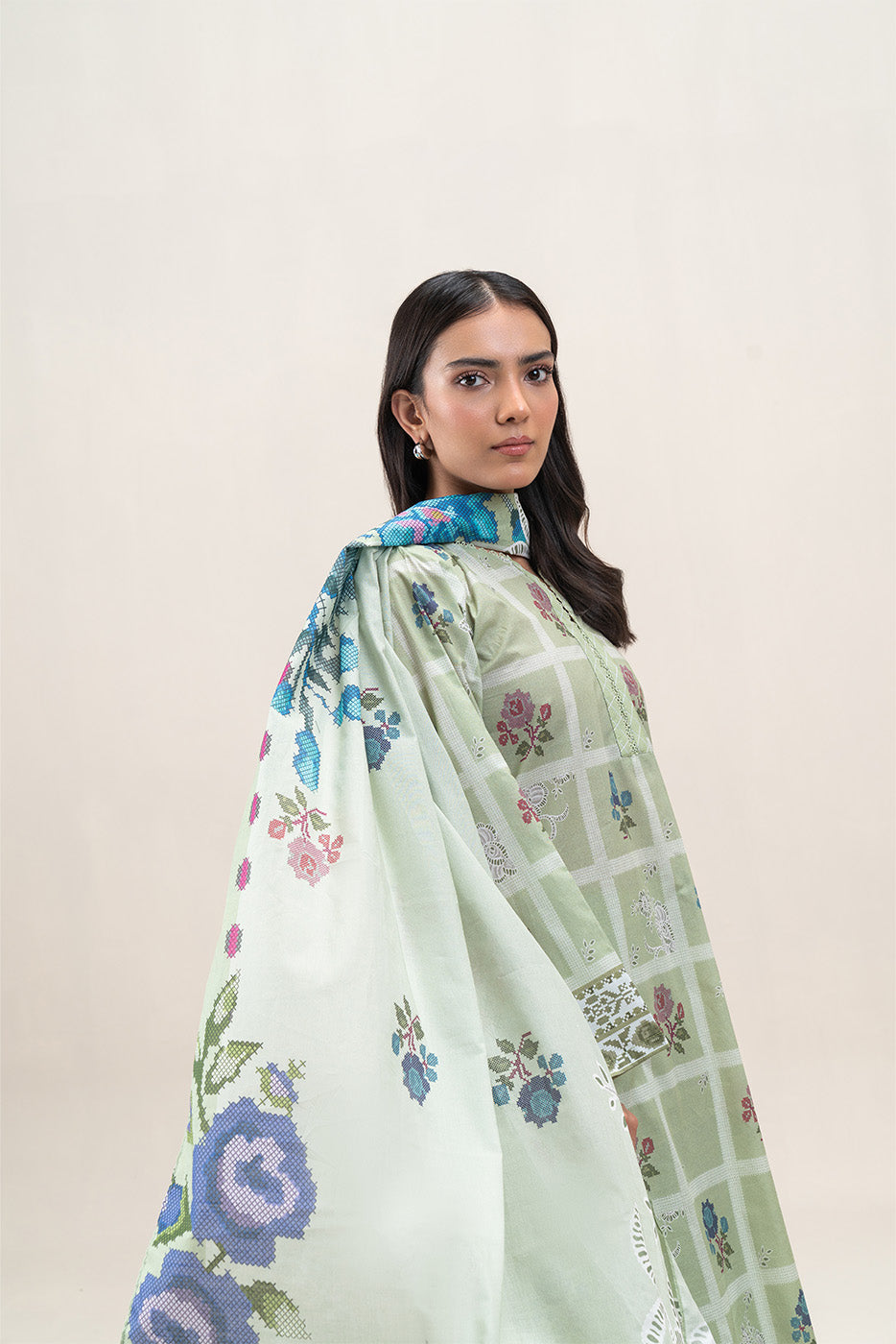 3 PIECE PRINTED LAWN SUIT-SAGE BLOOM (UNSTITCHED)