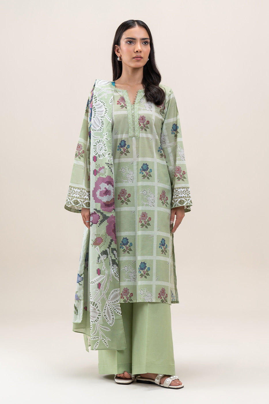 3 PIECE PRINTED LAWN SUIT-SAGE BLOOM (UNSTITCHED)