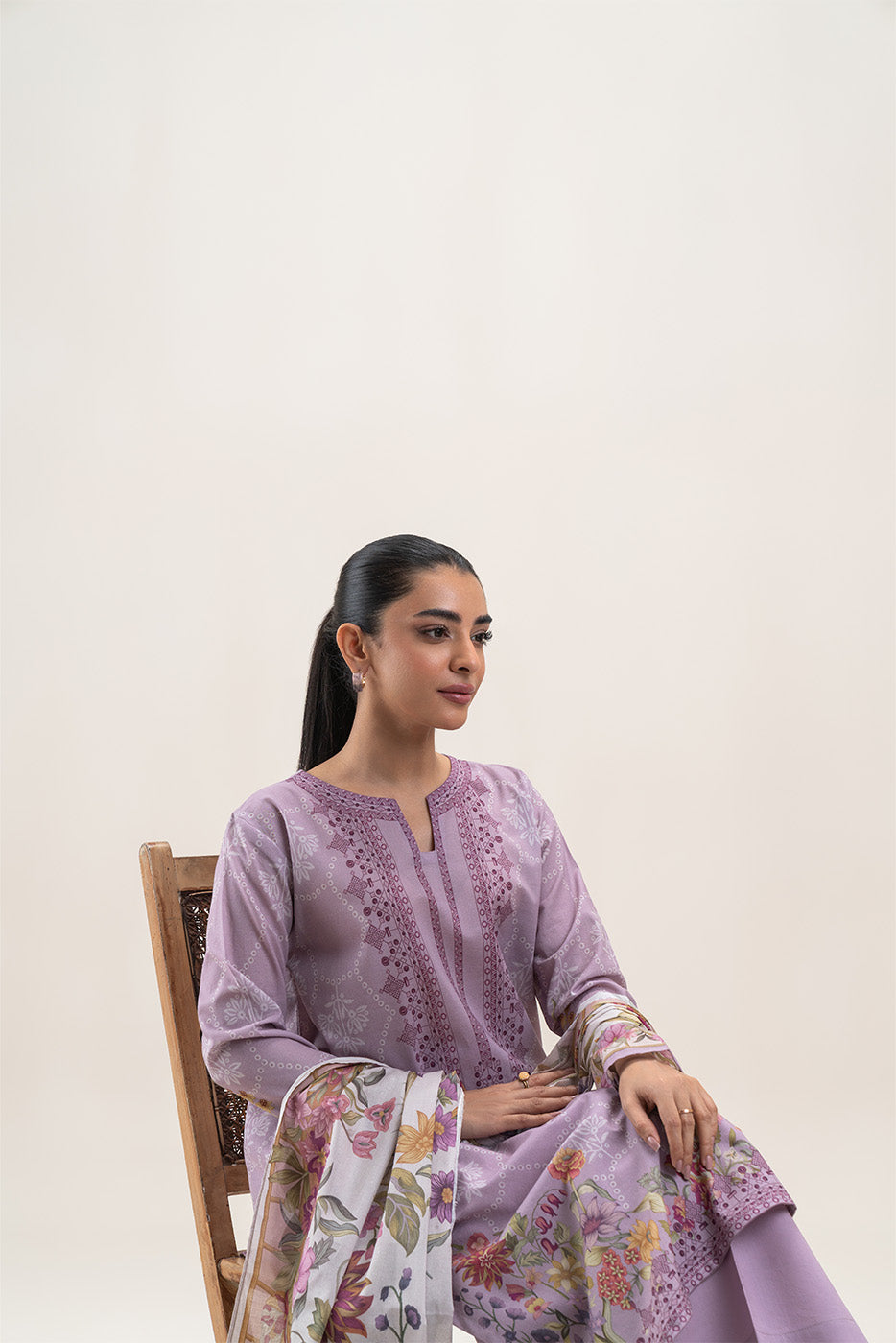 3 PIECE PRINTED LAWN SUIT-HEATHER BLOOM (UNSTITCHED)