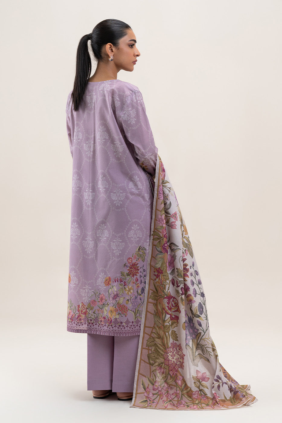 3 PIECE PRINTED LAWN SUIT-HEATHER BLOOM (UNSTITCHED)
