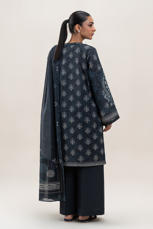 3 PIECE PRINTED LAWN SUIT-IRIS SHEEN (UNSTITCHED)
