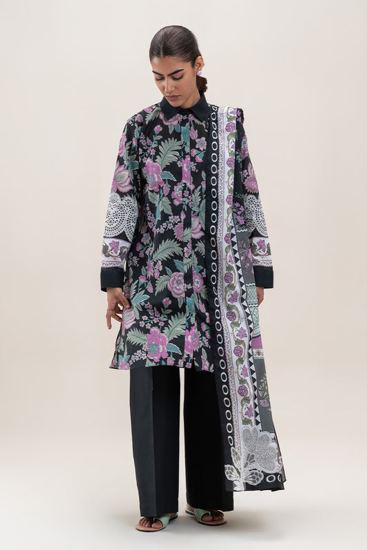 3 PIECE PRINTED LAWN SUIT-RAVEN BLOOM (UNSTITCHED)