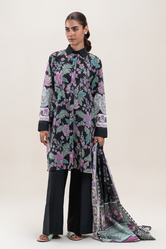 3 PIECE PRINTED LAWN SUIT-RAVEN BLOOM (UNSTITCHED)