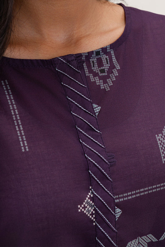 3 PIECE PRINTED LAWN SUIT-VIOLET QUARTZ (UNSTITCHED)