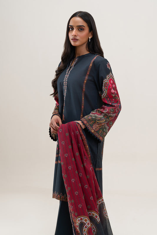 3 PIECE PRINTED LAWN SUIT-ROYAL AURA (UNSTITCHED)
