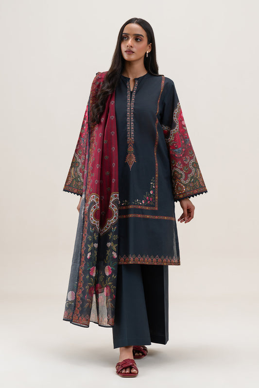 3 PIECE PRINTED LAWN SUIT-ROYAL AURA (UNSTITCHED)