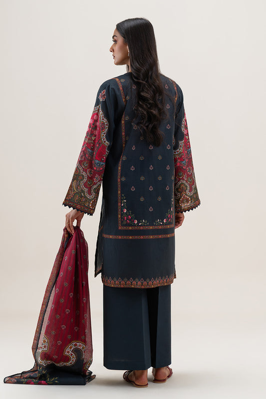 3 PIECE PRINTED LAWN SUIT-ROYAL AURA (UNSTITCHED)