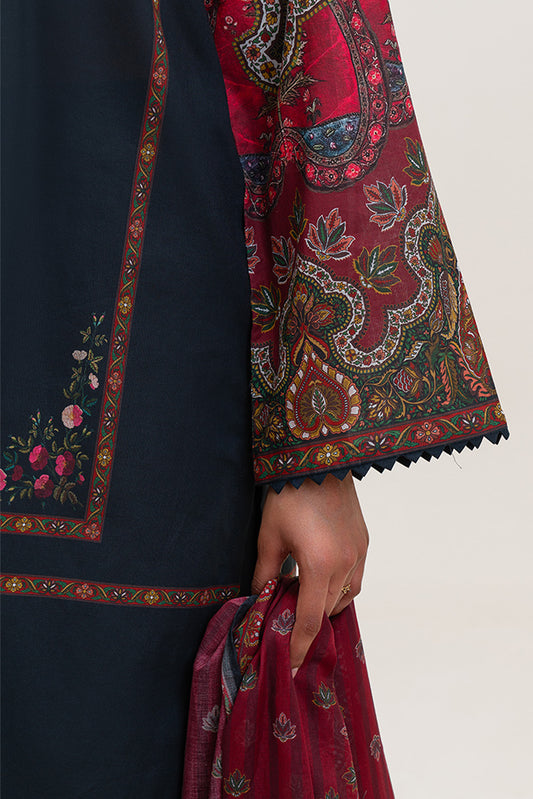 3 PIECE PRINTED LAWN SUIT-ROYAL AURA (UNSTITCHED)