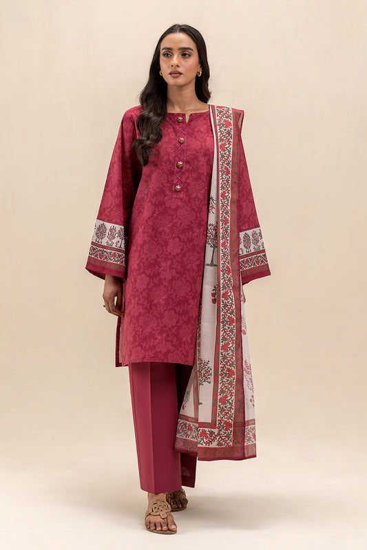 3 PIECE PRINTED LAWN SUIT-MULBERRY ZEST (UNSTITCHED)
