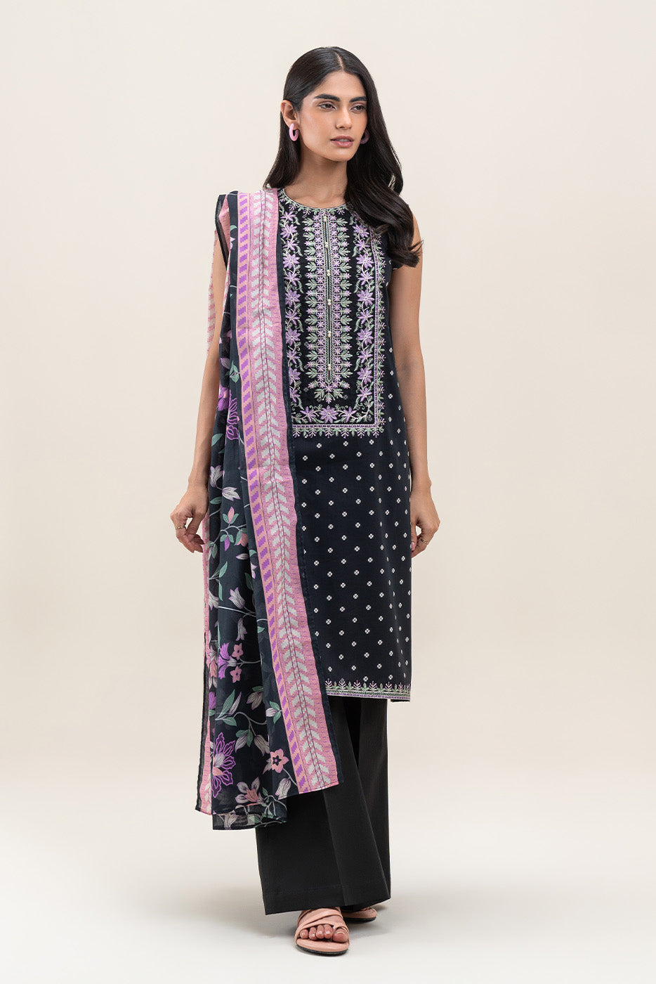 3 PIECE EMBROIDERED LAWN LAWN SUIT-PITCH MUSE (UNSTITCHED)