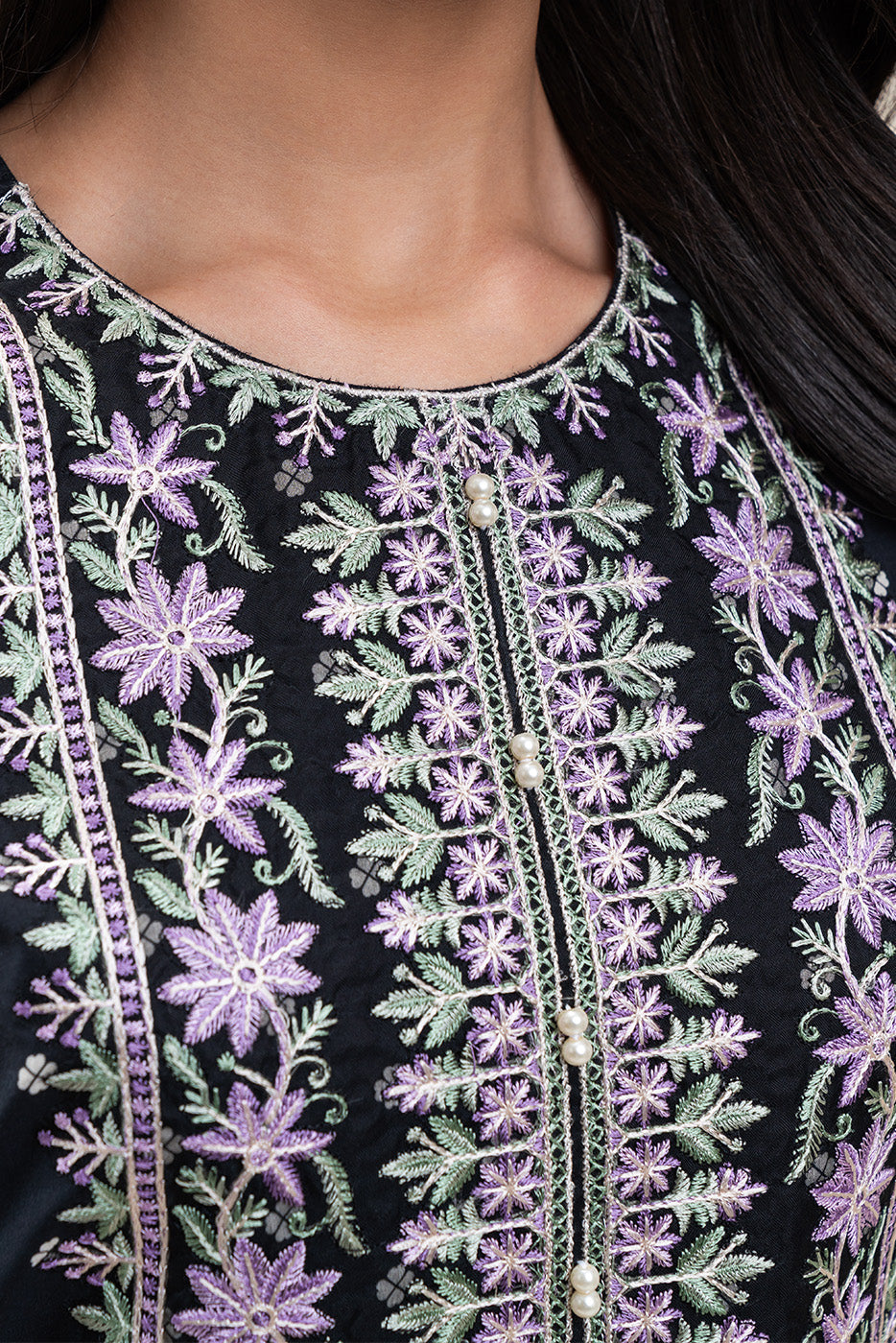 3 PIECE EMBROIDERED LAWN LAWN SUIT-PITCH MUSE (UNSTITCHED)