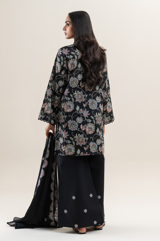 3 PIECE EMBROIDERED LAWN SUIT-CHARCOAL HINT (UNSTITCHED)