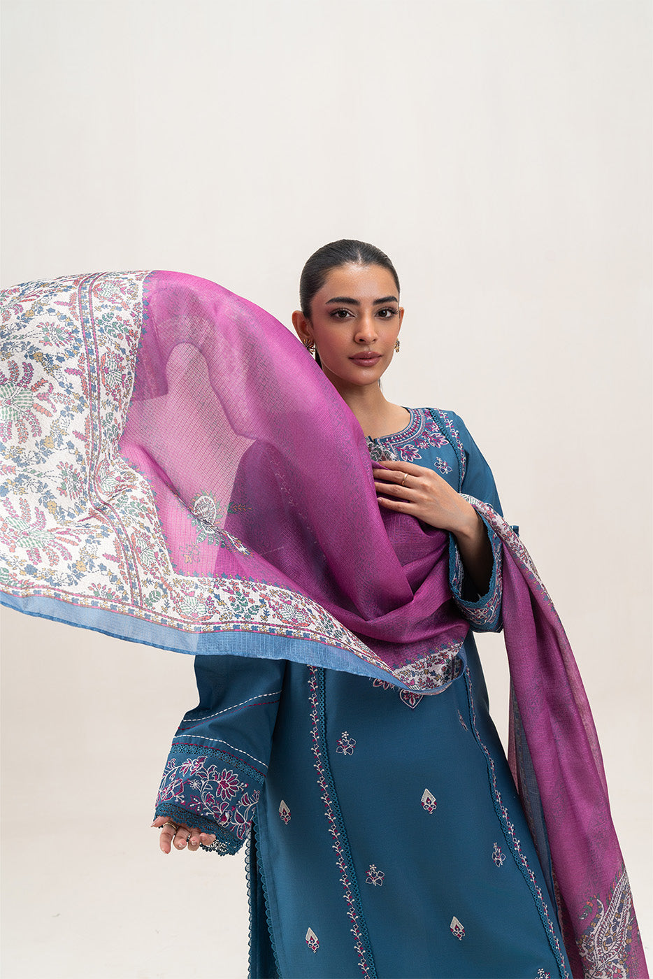 3 PIECE EMBROIDERED LAWN SUIT-AEGEAN MIST (UNSTITCHED)