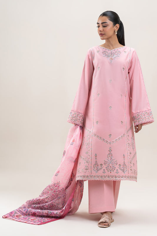 3 PIECE EMBROIDERED LAWN SUIT-BLUSH DEW (UNSTITCHED)