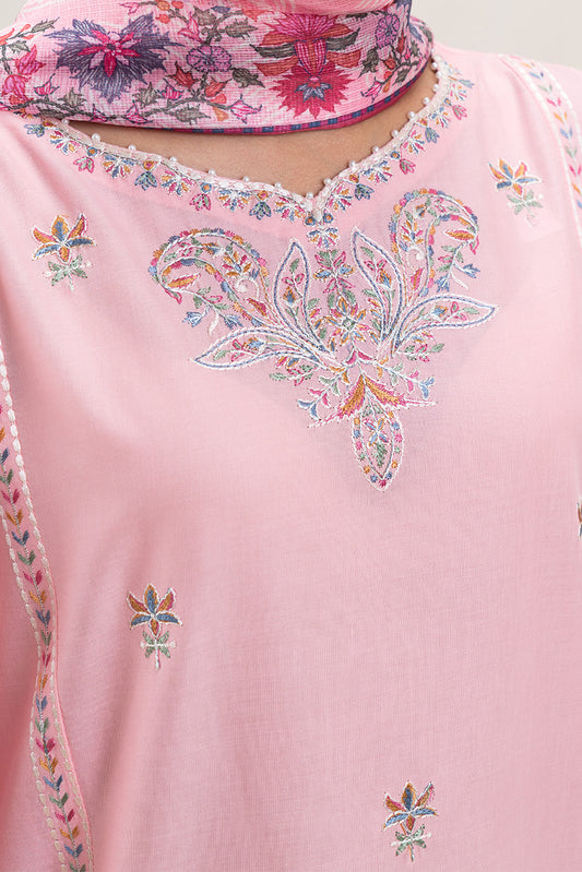 3 PIECE EMBROIDERED LAWN SUIT-BLUSH DEW (UNSTITCHED)