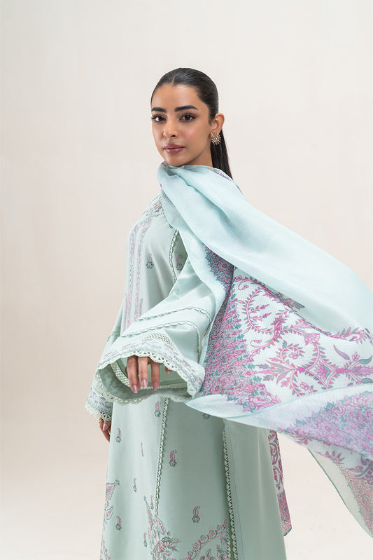 3 PIECE EMBROIDERED LAWN SUIT-PISTACHIO CHARM (UNSTITCHED)