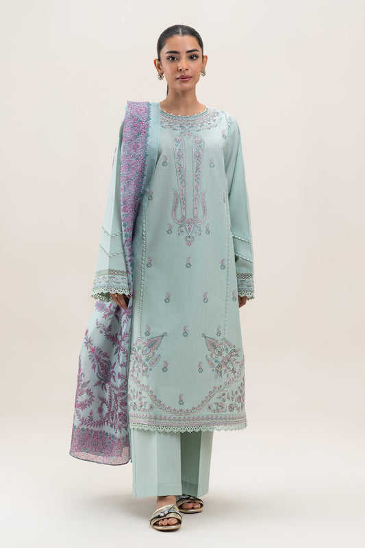 3 PIECE EMBROIDERED LAWN SUIT-PISTACHIO CHARM (UNSTITCHED)