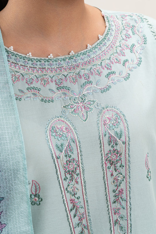 3 PIECE EMBROIDERED LAWN SUIT-PISTACHIO CHARM (UNSTITCHED)