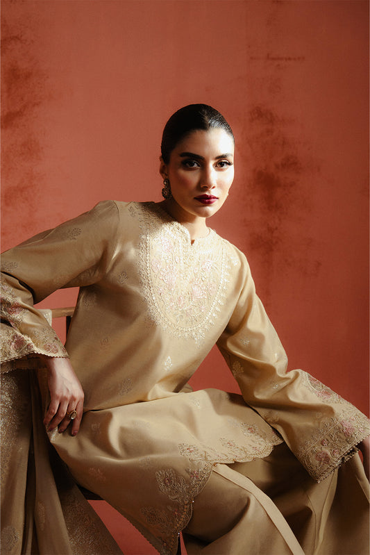3 PIECE EMBROIDERED LUREX YAN DYED JACQUARD SUIT-CITRINE AURA (UNSTITCHED)