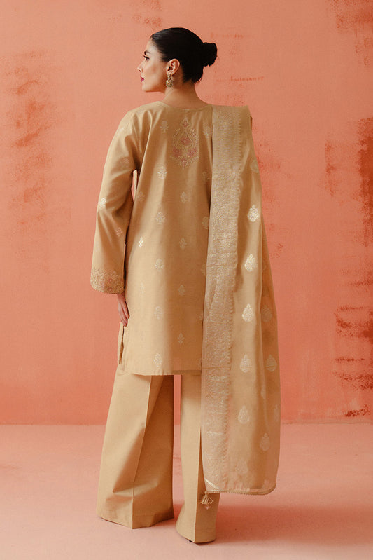3 PIECE EMBROIDERED LUREX YAN DYED JACQUARD SUIT-CITRINE AURA (UNSTITCHED)