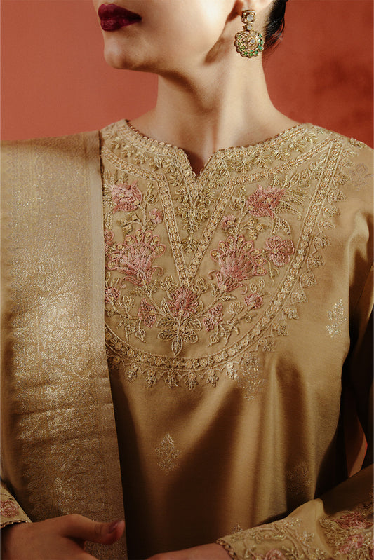 3 PIECE EMBROIDERED LUREX YAN DYED JACQUARD SUIT-CITRINE AURA (UNSTITCHED)