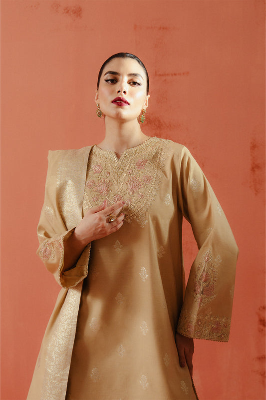 3 PIECE EMBROIDERED LUREX YAN DYED JACQUARD SUIT-CITRINE AURA (UNSTITCHED)