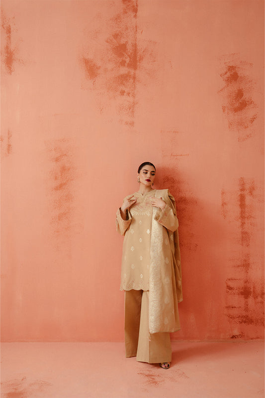 3 PIECE EMBROIDERED LUREX YAN DYED JACQUARD SUIT-CITRINE AURA (UNSTITCHED)