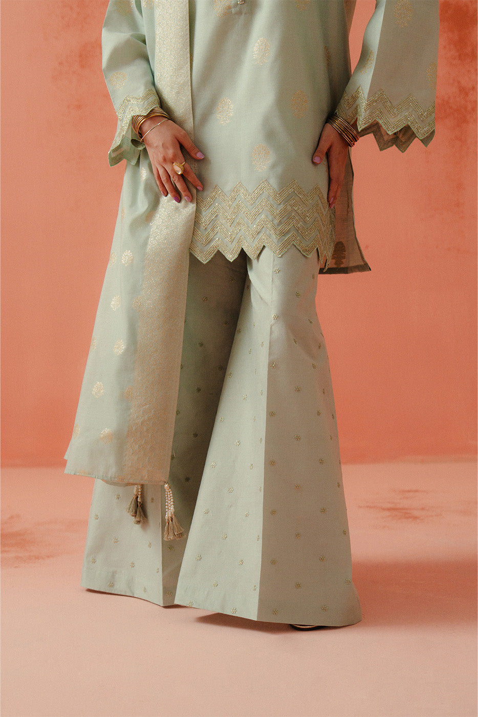 3 PIECE EMBROIDERED LUREX YAN DYED JACQUARD SUIT-SKY MELODY (UNSTITCHED)