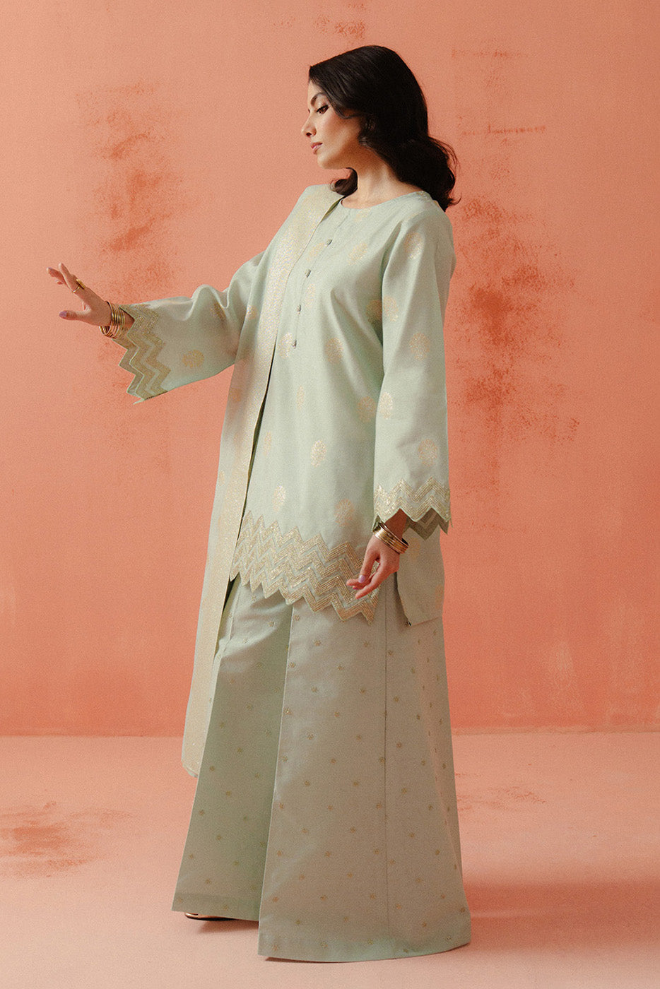 3 PIECE EMBROIDERED LUREX YAN DYED JACQUARD SUIT-SKY MELODY (UNSTITCHED)