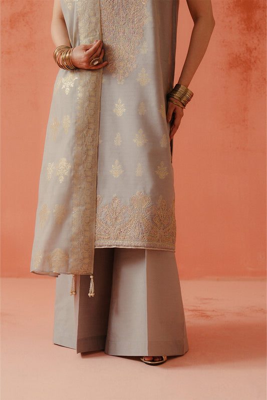 3 PIECE EMBROIDERED LUREX YAN DYED JACQUARD SUIT-AQUA GLAM (UNSTITCHED)