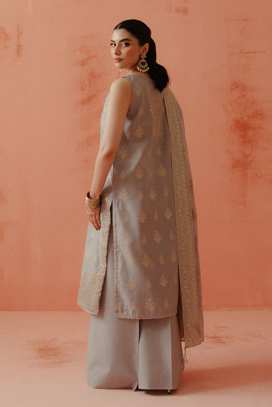 3 PIECE EMBROIDERED LUREX YAN DYED JACQUARD SUIT-AQUA GLAM (UNSTITCHED)