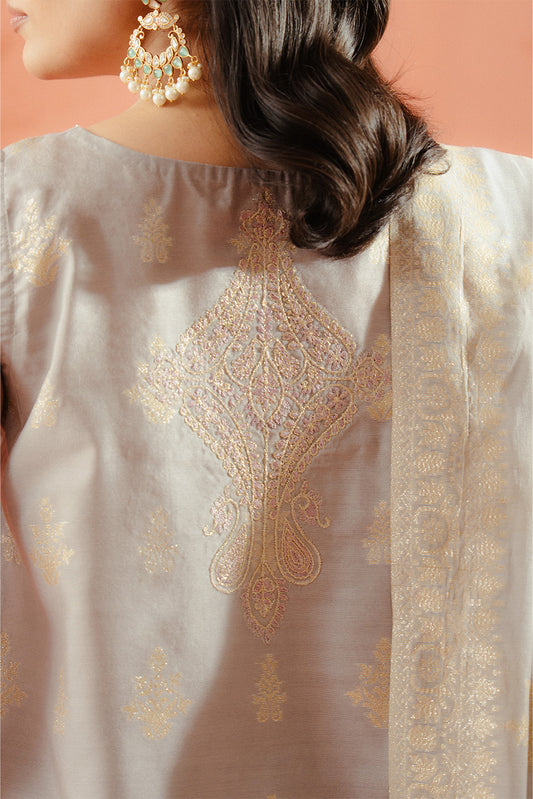 3 PIECE EMBROIDERED LUREX YAN DYED JACQUARD SUIT-AQUA GLAM (UNSTITCHED)