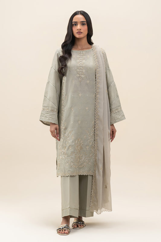3 PIECE EMBROIDERED   SELF JACQUARD SUIT-SABLE DUSK (UNSTITCHED)
