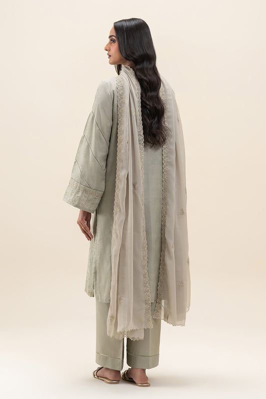 3 PIECE EMBROIDERED   SELF JACQUARD SUIT-SABLE DUSK (UNSTITCHED)