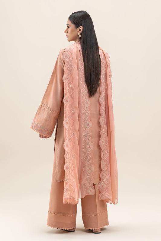 3 PIECE EMBROIDERED   SELF JACQUARD SUIT-FROSTED PEACH (UNSTITCHED)